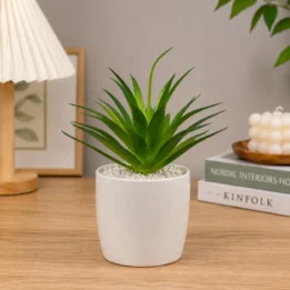 Mini Artificial Agave Plant in White Ceramic Pot